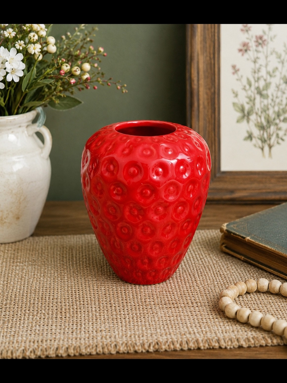 Red Decorative Ceramic Vase - Home Accents